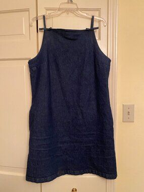 Gap denim knee-length spaghetti strap dress with bows